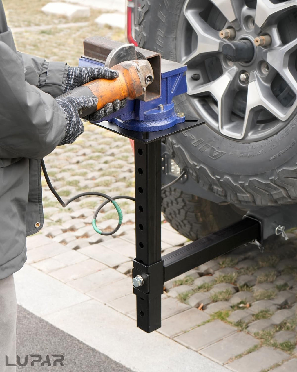 Heavy-Duty Hitch Mount Vise Plate, Hitch Vise Holder with Adjustable Height | Universal Fit for 2-Inch Receiver