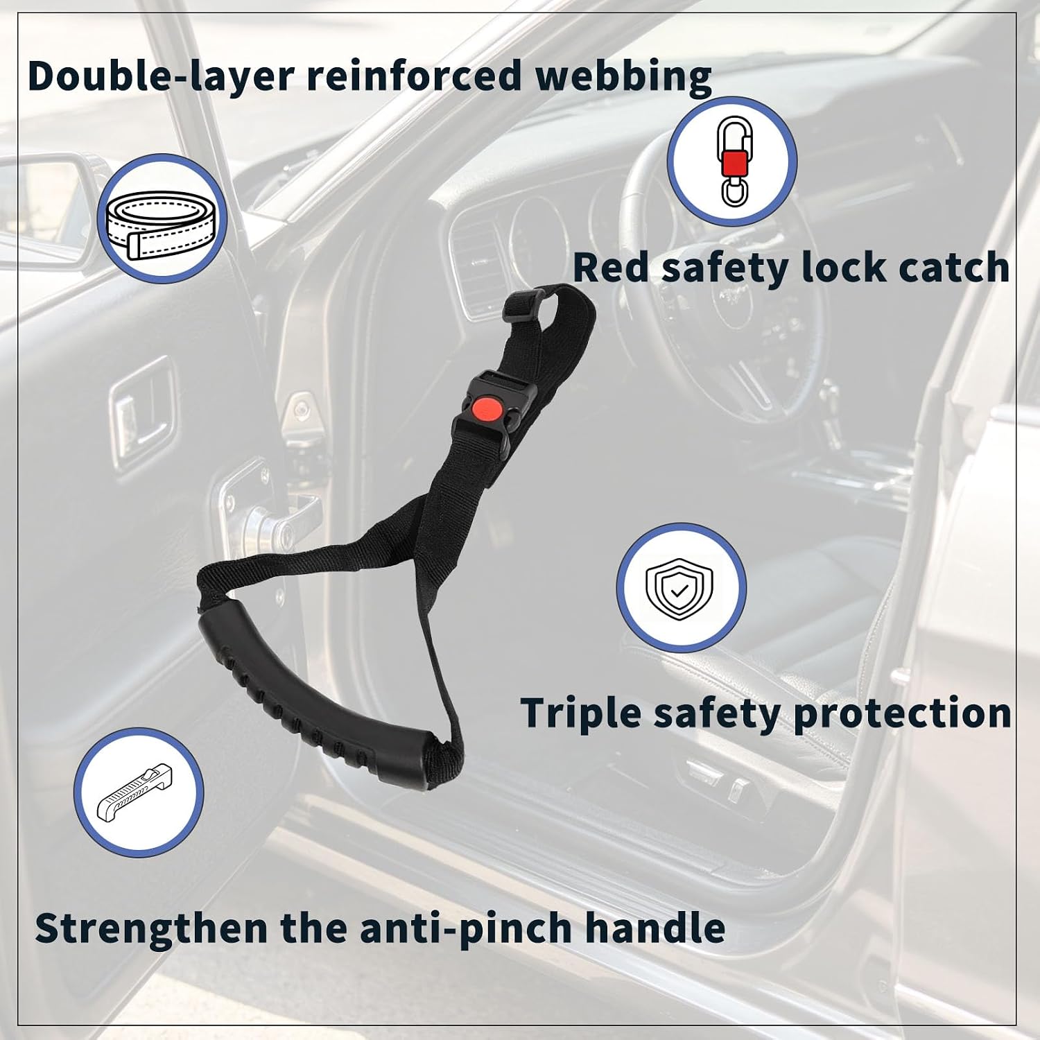 2 PCS Car Adjustable Grab Handles, Portable Standing Aid, Safety Handle Support Grab Bar for Car Trucks, SUVs, Vans, Cars and ATVs (Black)