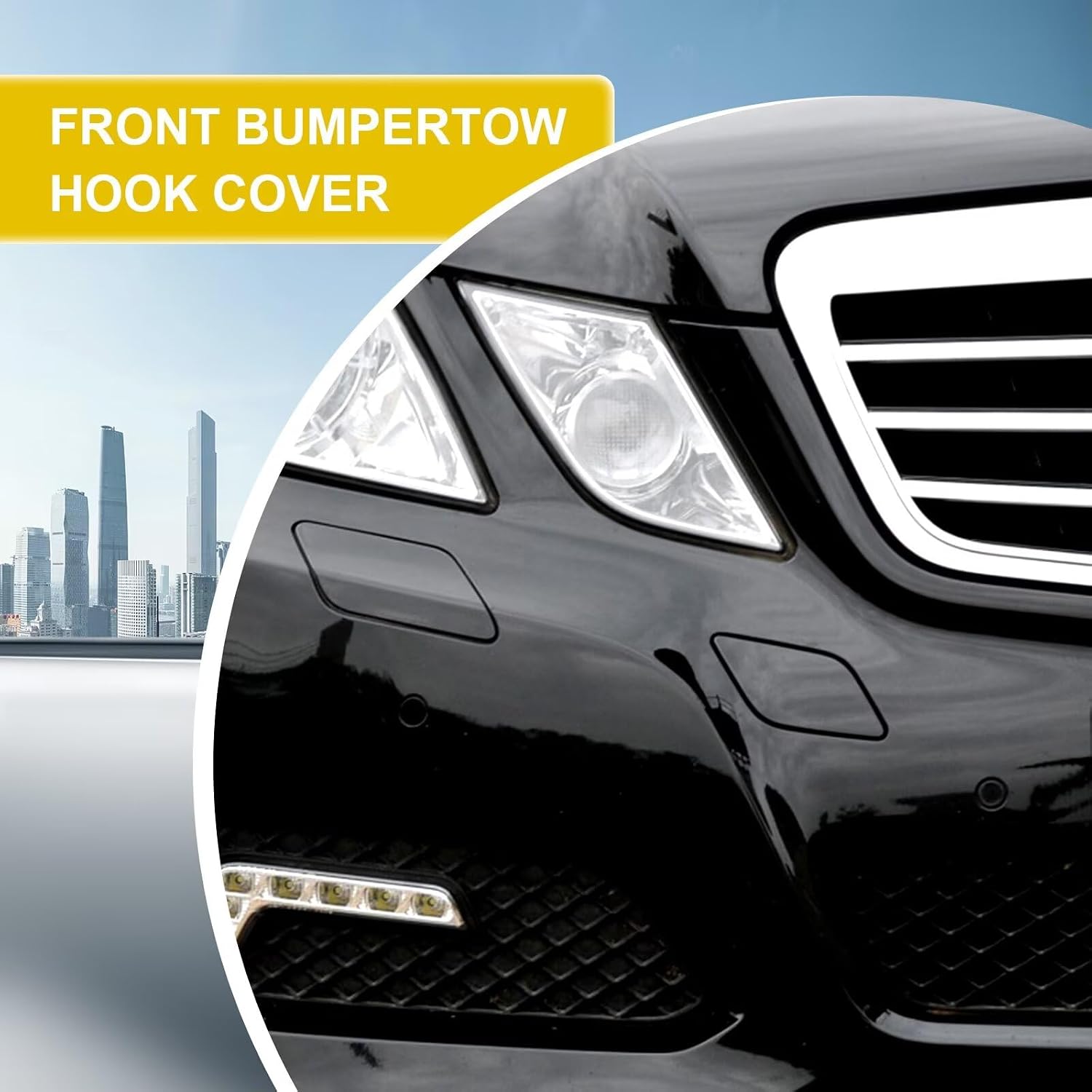 Car Front Bumper Tow Hook Cover Compatible with Mercedes Benz E-Class W212 E300 E350 E400 E550 2010 2011 2012 2013 Trailer Cover Cap A2128850126 2128850126 Tow Hook Cap Car Accessory White