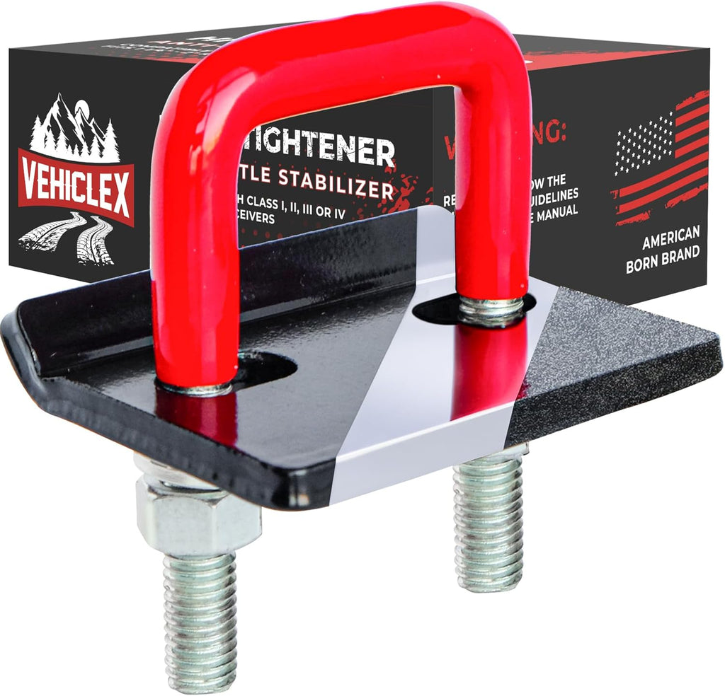 Vehiclex Anti-Rattle Hitch Tightener Clamp for 1.25" to 2" Receivers - Galvanized Heavy-Duty Stabilizer with 0.44" U-Bolt, Rust-Proof for Trailers & Trucks