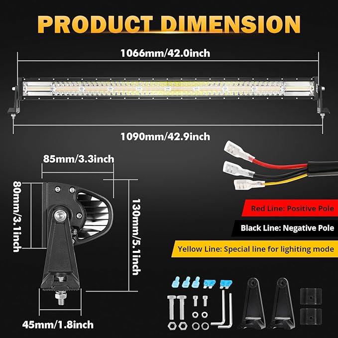 Auxbeam LED Led Light Bar 42 Inch 240W Straight Spot Flood Combo Led Off Road - Image 7