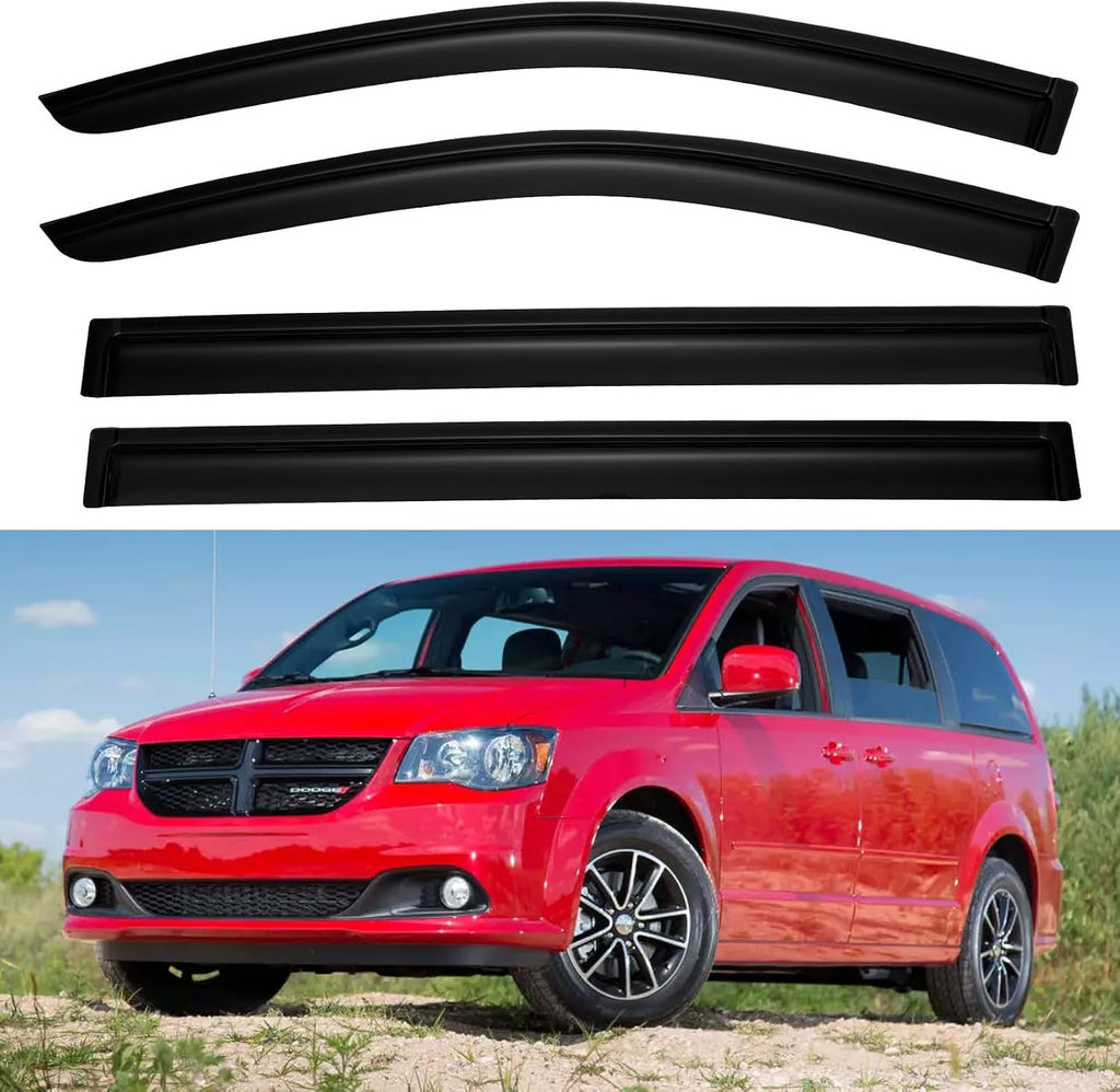 Window Visors Rain Guards for 2008-2020 Dodge Grand Caravan, Out-Channel Window