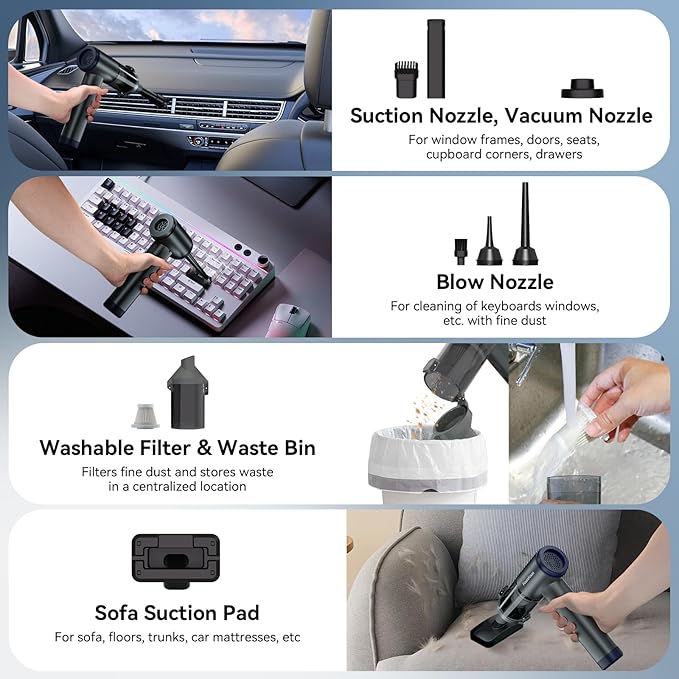 Car Vacuum Portable Cordless, Mini Handheld Vacuum Cleaner - Image 3
