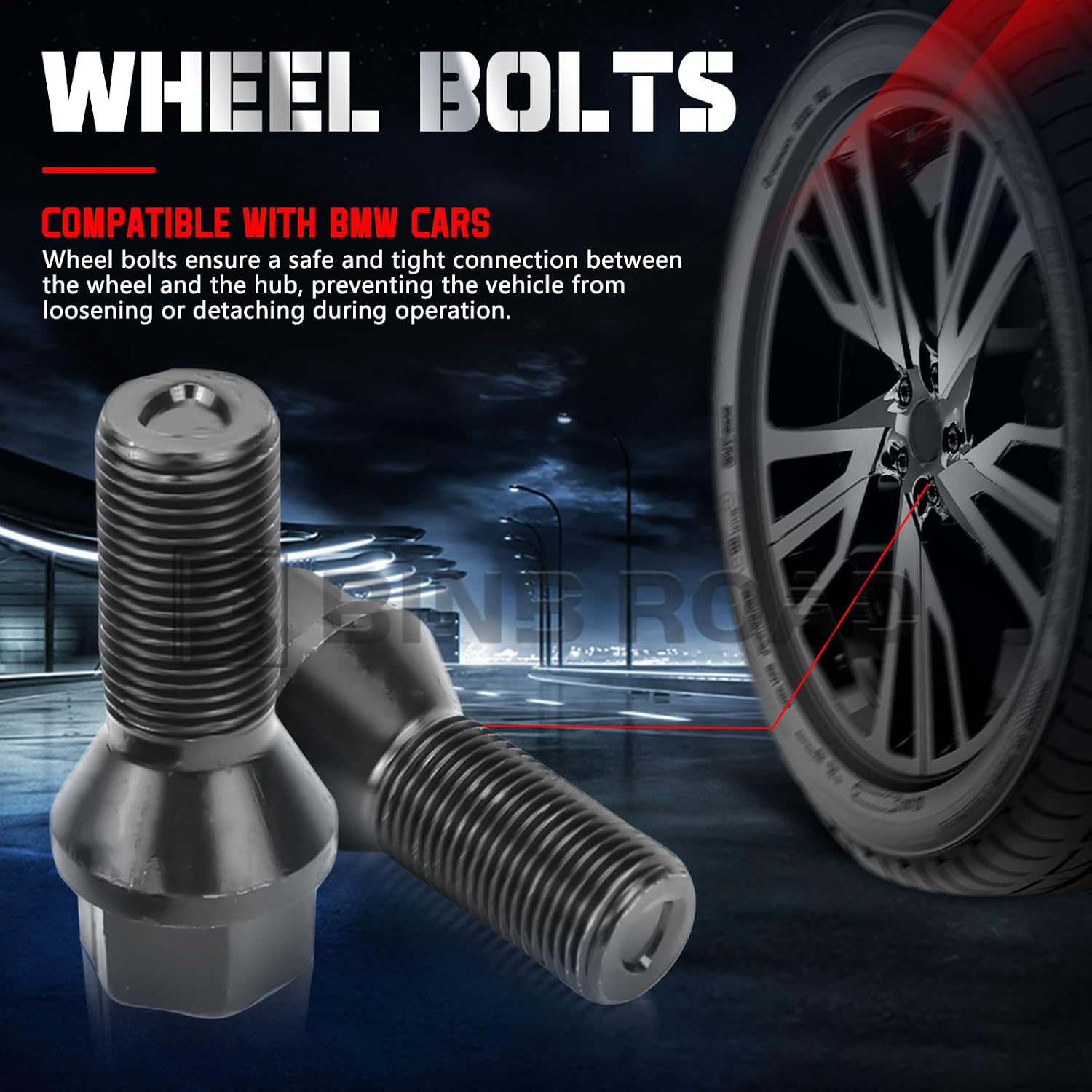 Wheel Lug Bolt M12×1.5 Black Compatible with BMW 1 3 5 X Z Series Mini E46 325 E90 E39 E60 E53,5Pcs (Replaces 36136781150)
