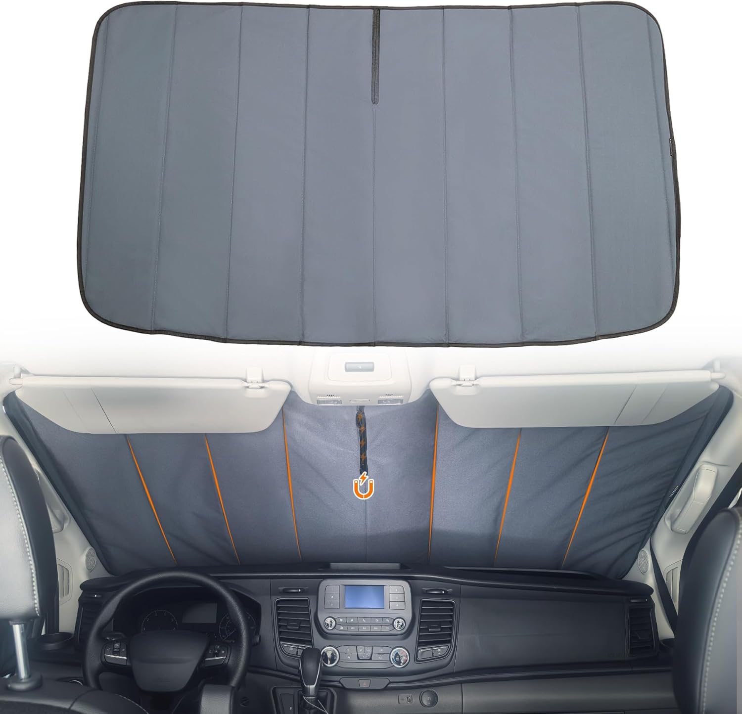 MELIPRON Insulated Blackout Window Cover Fit for Ford Transit 2015-2026, Front Windshield Sunshade, Blocks Light & UV, Keeps Cool in Summer & Warm in Winter, Perfect for Vanlife & Camping