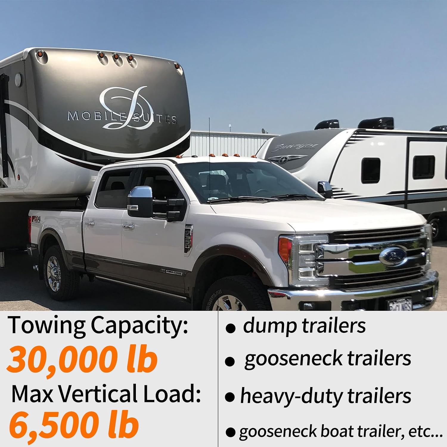 5th Wheel to Gooseneck Adapter Fits Industry-Standard 5th Wheel Rails, Gooseneck Hitch Plate with 2-5/16 Inch Ball, for Towing Heavy Trailers
