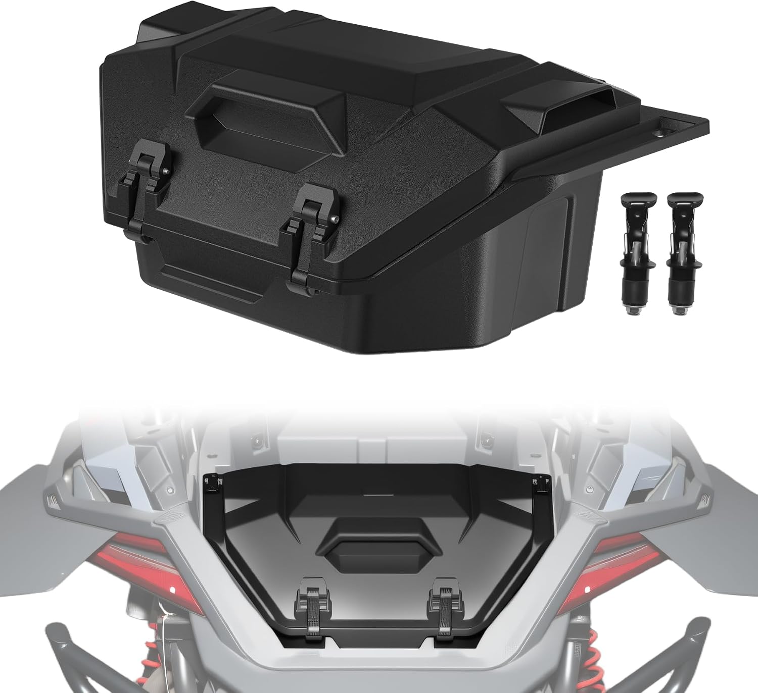 36QT Rear Cargo Box for Polaris RZR PRO R/PRO R 4 2022-2026 | Bin Bed Tool Storage Box, Rear Poly Water Resistant Dust Free, 2 Lockable Latches, Replace OEM #2884236