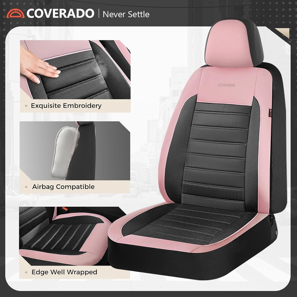 Coverado Car Seat Covers Full Set, Luxury Leather Car Seat Covers, Automotive...