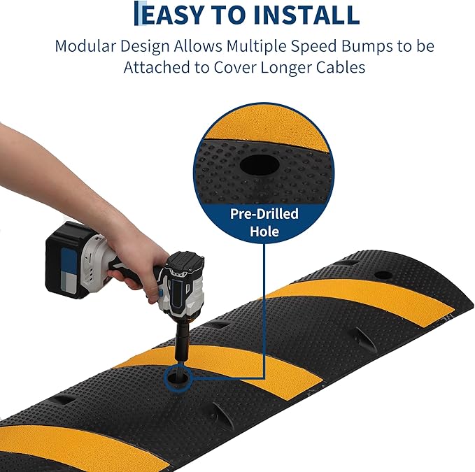 3 PCS 6FT Speed Bumps Wite End for Road, Heavy-Duty 25, 000 Lbs Capacity - Image 6