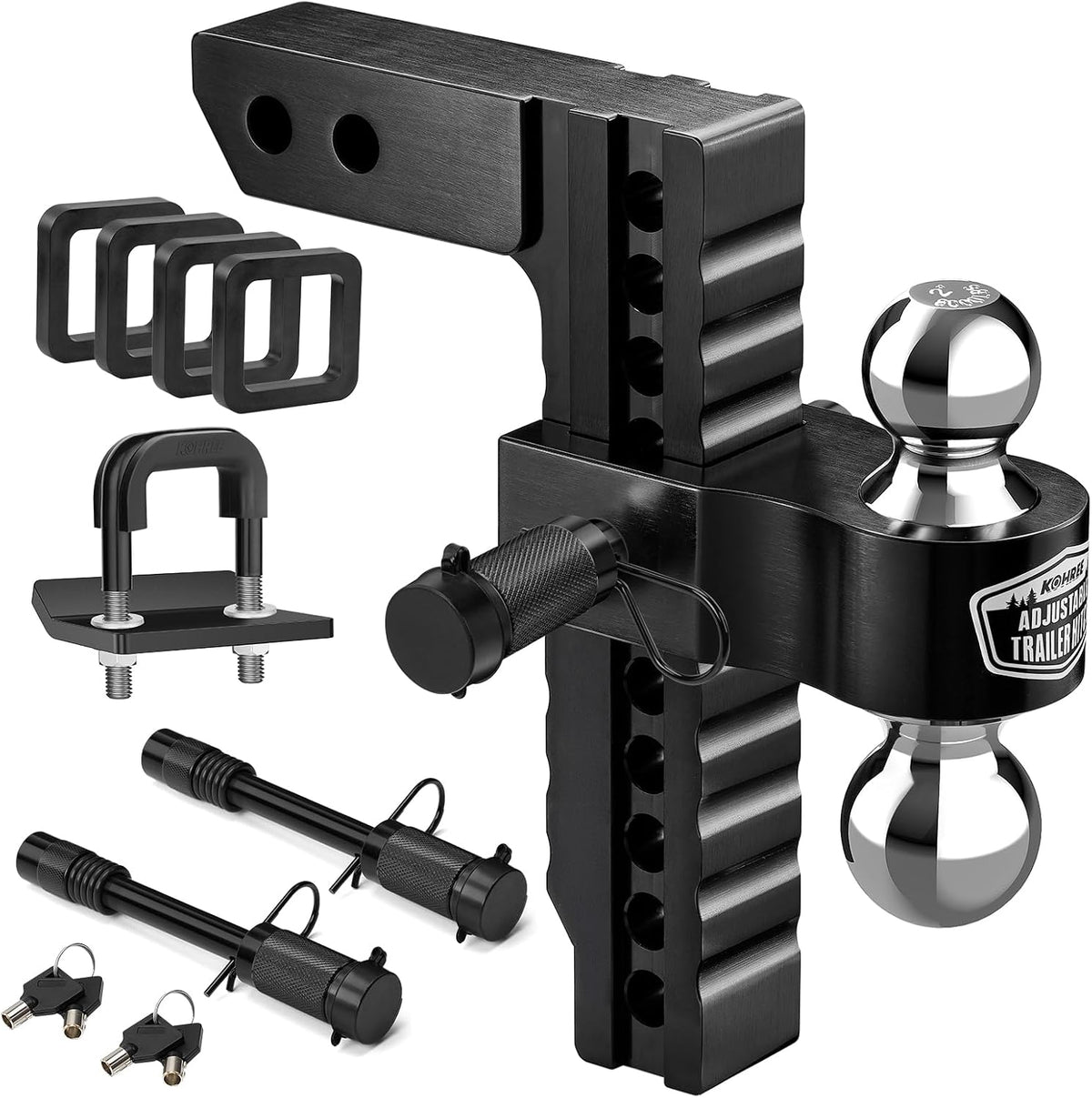 kohree 10" adjustable trailer hitch fit 2" receiver, main product view