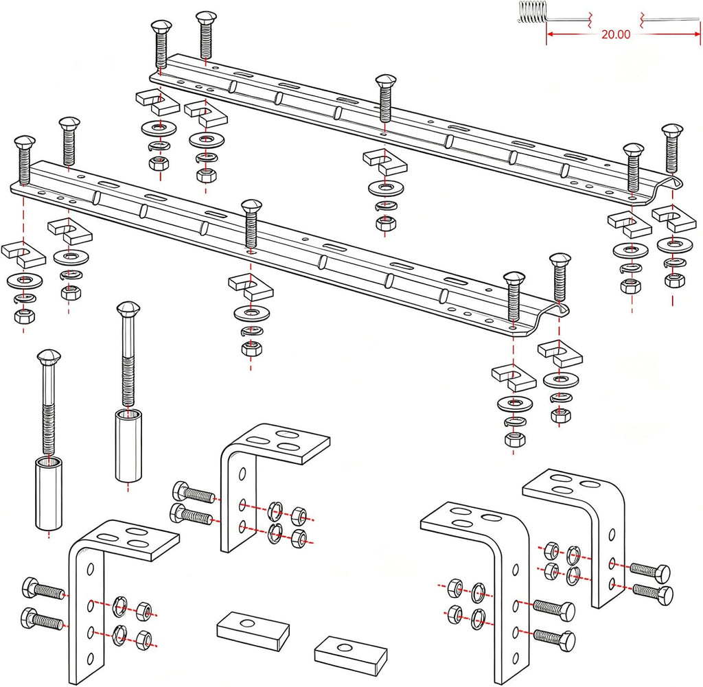 Universal Installation Kit w/Hardware and Brackets Compatible with Reese 5th Wheel Trailer Hitches #30035 & #58058 (10 - Bolt Design)