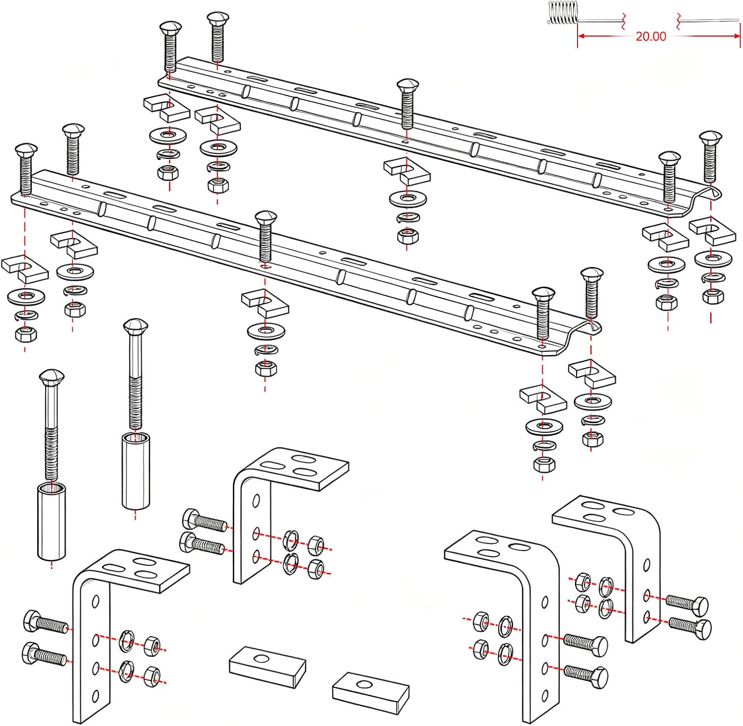 Universal Installation Kit w/Hardware and Brackets Compatible with Reese 5th Wheel Trailer Hitches #30035 & #58058 (10 - Bolt Design)