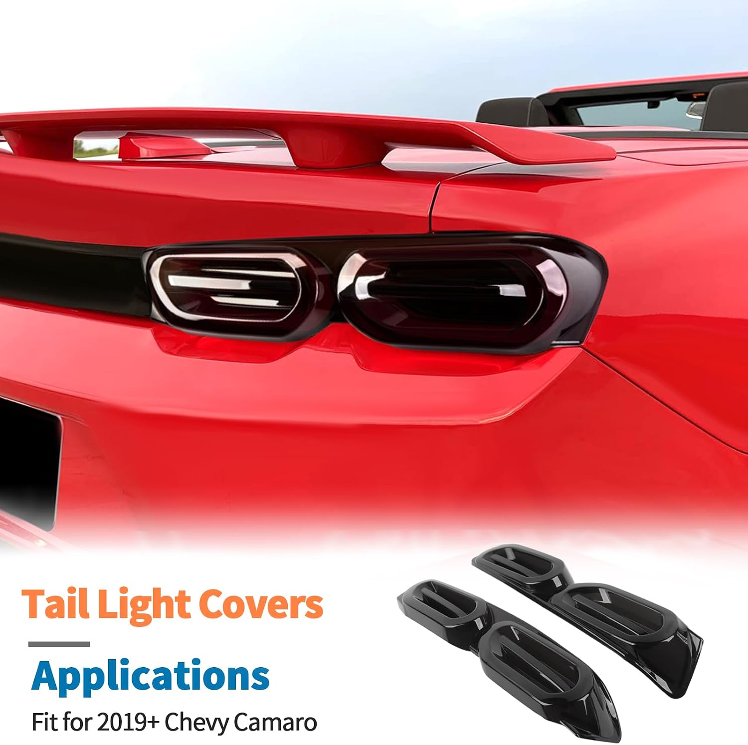 JeCar Smoked Tail Light Covers for Chevy Camaro 2019-2024 - ABS Tail Lamp Overlay Trim Protector, Rear Taillight Decoration Accessories