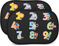 Car Window Shade for Baby Kids, 2 Pack Cartoon Animal Side Window Sun Shades, UV Protection Baby Car Window Shades for Sun Glare, Heat & Travel Comfort (Numbers)