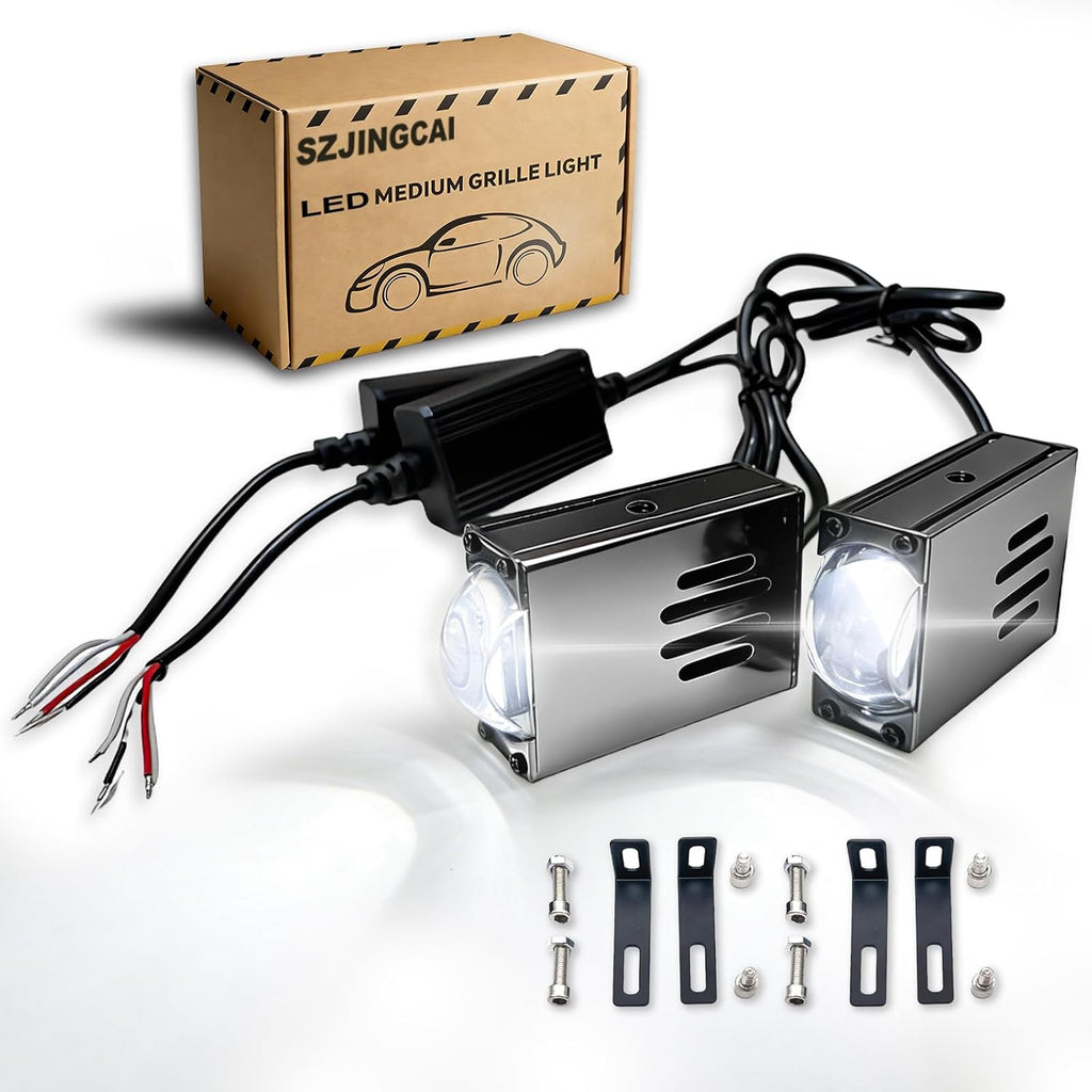 super bright led grille projector lights kit white/yellow shown in use