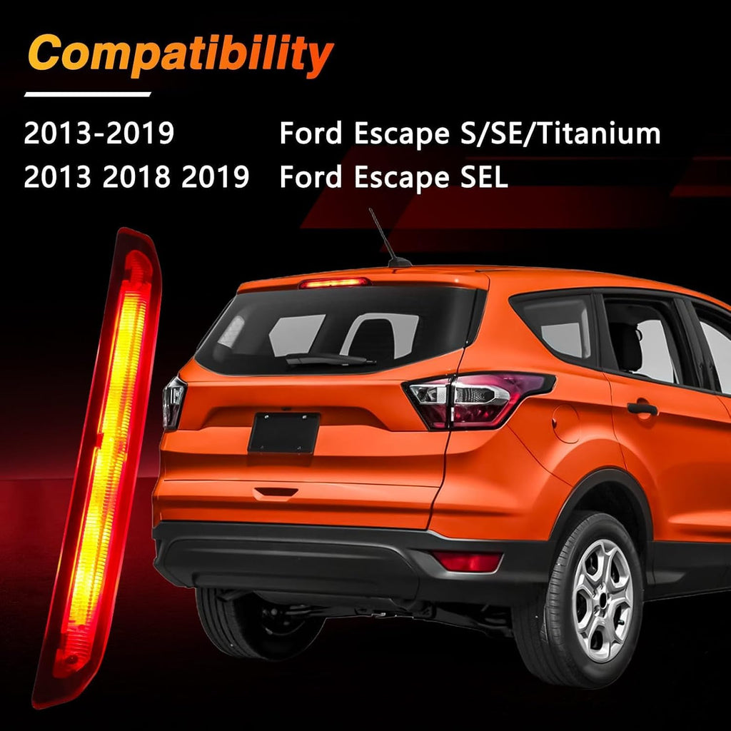 FUSCH LED Third Brake Light High Mount Stop Lamp Compatible with Ford Escape 2013-2019 Rear Center 3rd Brake Light Replace# CJ5Z-13A613-D