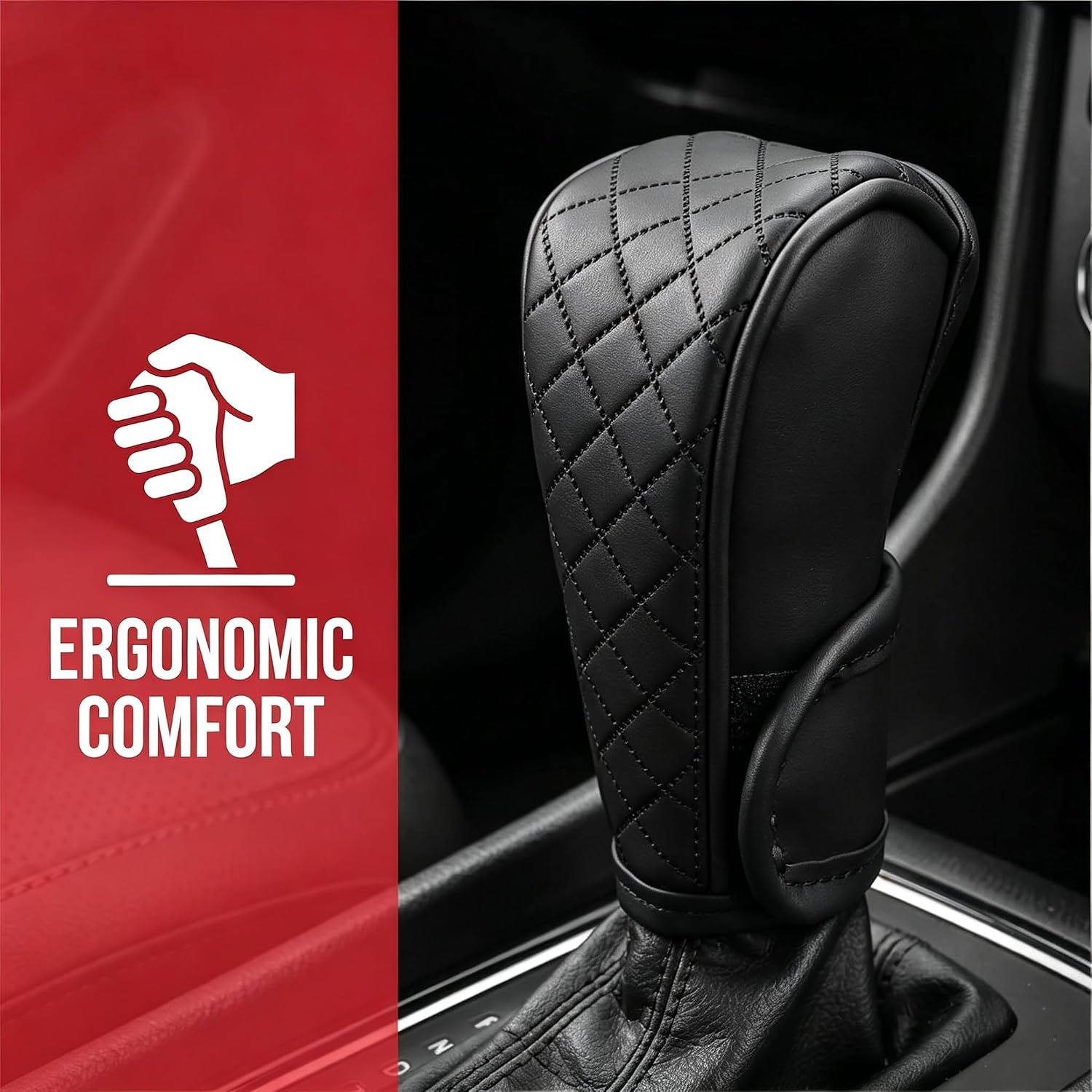 Universal Leather Car Gear Shift Knob Cover (Black)