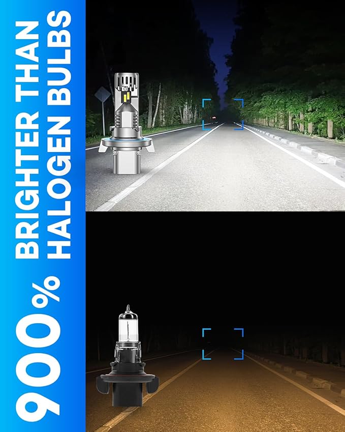 H13/9008 LED Bulb, Ultra Brightness, Real 1:1 Size Canbus Ready Wireless Plug - Image 3