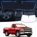 JKCOVER Foldable Front Window Windshield Sunshade Compatible with 2014 2015 2016 2017 2018 Chevy Silverado/GMC Sierra 1500 2500 3500HD Accessories Sun Heat UV Rays Protection Sun Shade Visor