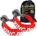 KING-PRO Synthetic Shackle 7/16"x20" Soft Shackle 35,000lbs Breaking Strength Recovery Soft Shackle with Protective Sleeves for Full-Size Truck Large SUVs Offroad Vehicels 2-Pack (Red-Gray)