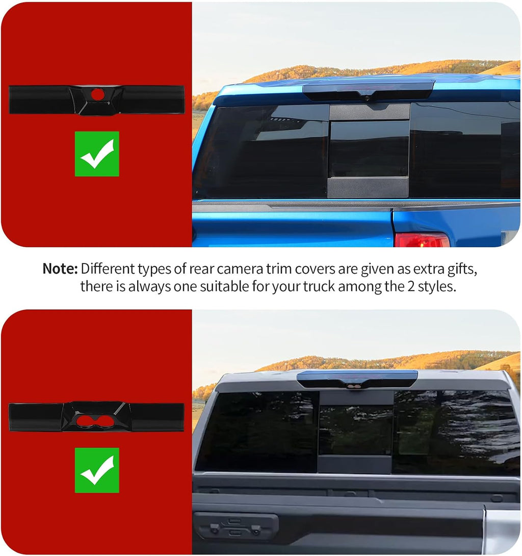 for Silverado High Mount 3rd Brake Light Trim Cover Smoked for Chevrolet Silverado2022 Up for GMC Sierra 2022 Up Black Exterior Accessories 3pcs