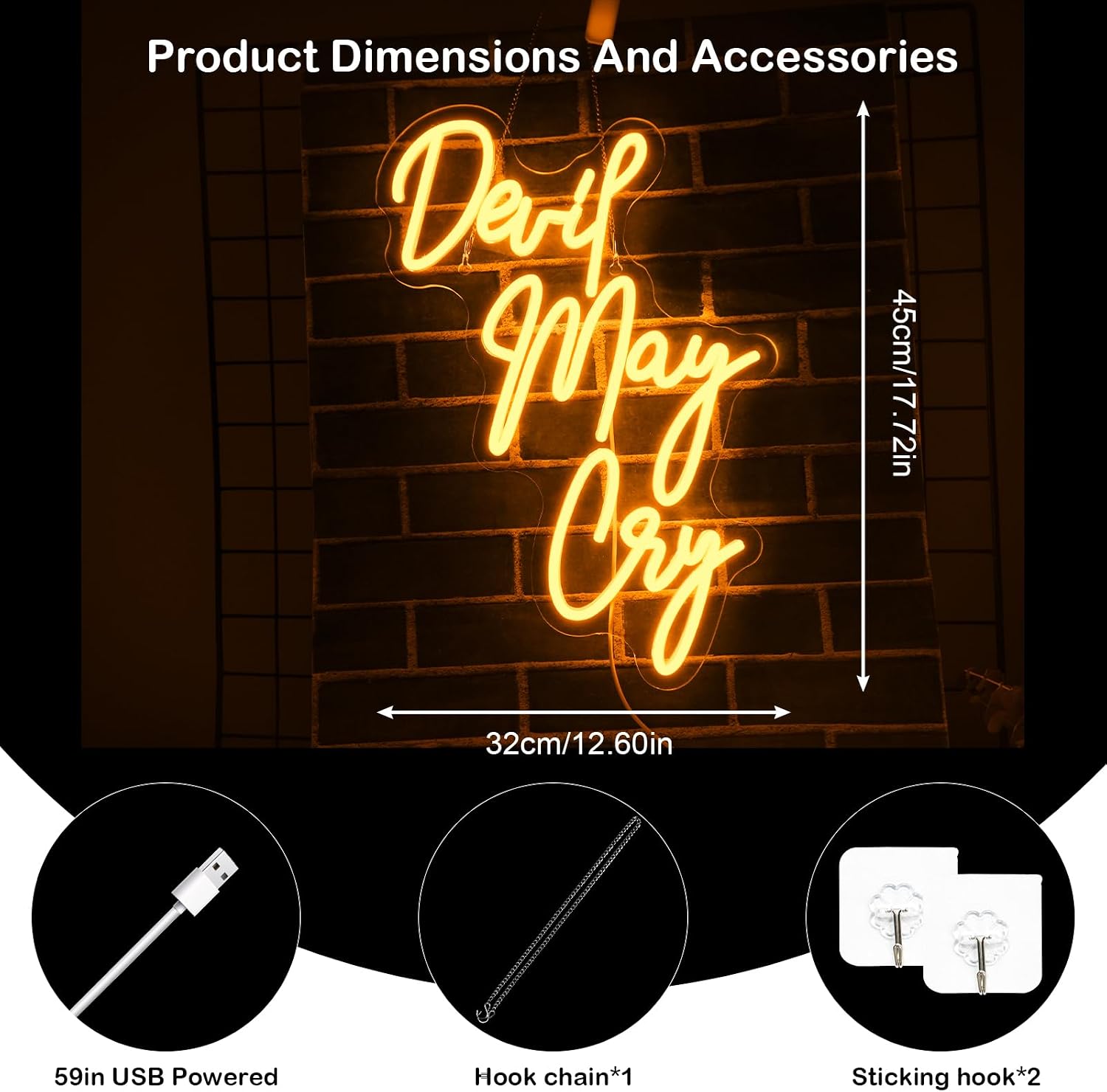 Devil May Cry Neon Sign Devil May Cry for Wall Decor neon Sign Lights USB Gaming Gamer LED Neon Lights for Game Room Home Bar Club Game Room Party Bedroom Man Cave Gifts