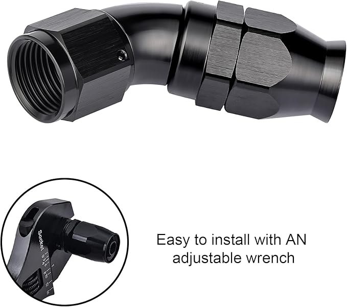 EVIL ENERGY 12AN 45 Degree PTFE One Piece Full Flow End Hose Fitting Aluminum - Image 6
