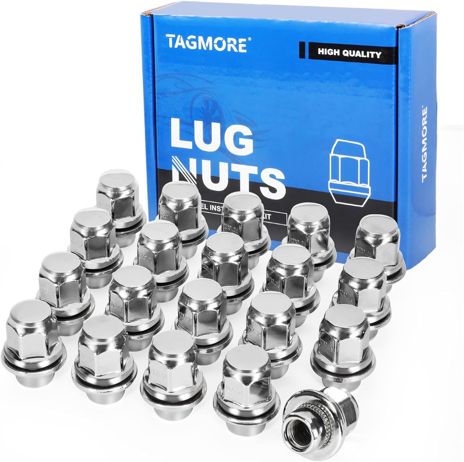 M12x1.5 Lug Nuts - 20pcs Wheel Lug Nuts Set Compatible with 95-22 Avalon, 97-24 Camry, 97-17 4Runner, 03-24 Corolla, 96-23 RAV4, 97-16 Tacoma, 13-22 RX350, Chrome Acorn Wheel Nuts