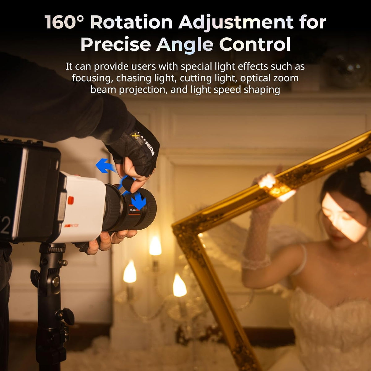 smallrig sp-mini spotlight, optical snoot photography kit on a desk or shelf