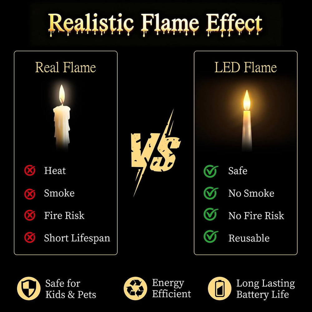 Halloween Floating Candles with Wand, 20 Pcs Flickering LED Hanging Candles