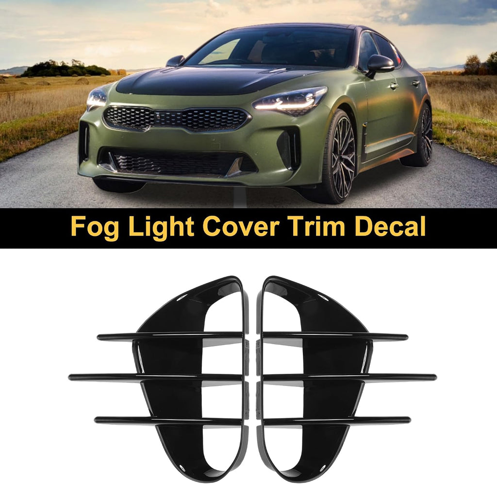 ACROPIX Front Left Front Right Fog Light Cover Trim for Kia Stinger 2018-2023 Fog Lamp Frame Cover for Kia Stinger Fog Light Cover Decals Gloss Black 1 Pair