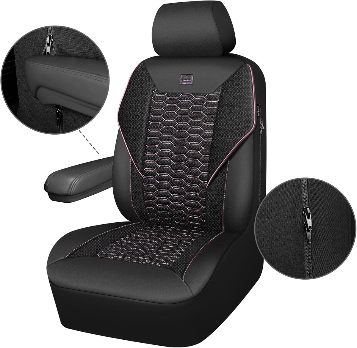 car pass 3d foam mesh leather car seat, front angle view