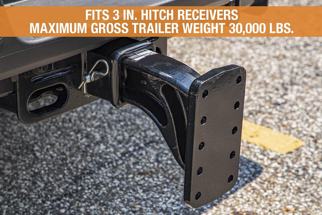 Buyers Products PM3109 3 Inch Pintle Hook Mount - Adjustable 4-Position Trailer Hitch Receiver for Trucks & RV's - Durable Steel 30,000 lb MGTW, Universal Heavy-Duty Tow Hitch Receiver, 6000 MVL Rated