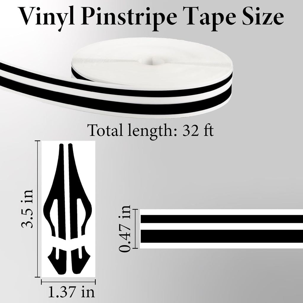 Car Pinstriping Tape, Car Vinyl Tape Stripe Decal, Auto Striping Tape Emblems Trim,Car Body Side Stripe, Universal Car Decoration Accessories for Auto Home Door Instrument 2 Rolls×32 Ft (Black)