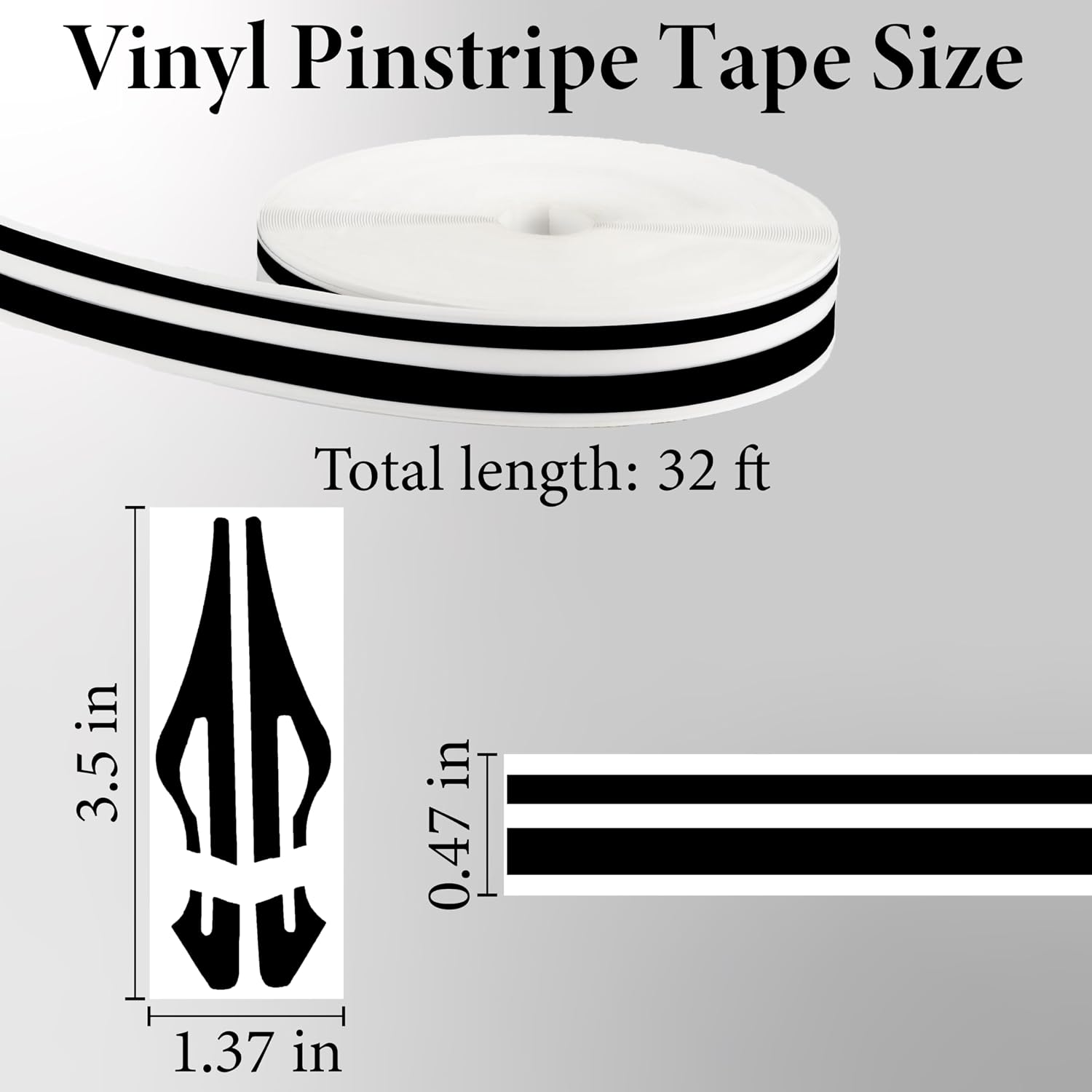 Car Pinstriping Tape, Car Vinyl Tape Stripe Decal, Auto Striping Tape Emblems Trim,Car Body Side Stripe, Universal Car Decoration Accessories for Auto Home Door Instrument 2 Rolls×32 Ft (Black)