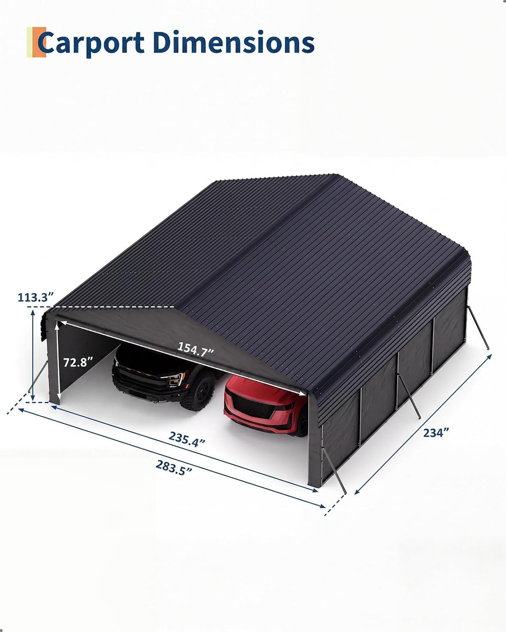 Garvee 20x20 ft Metal Carport Enclosed, Car Ports for 2 Cars