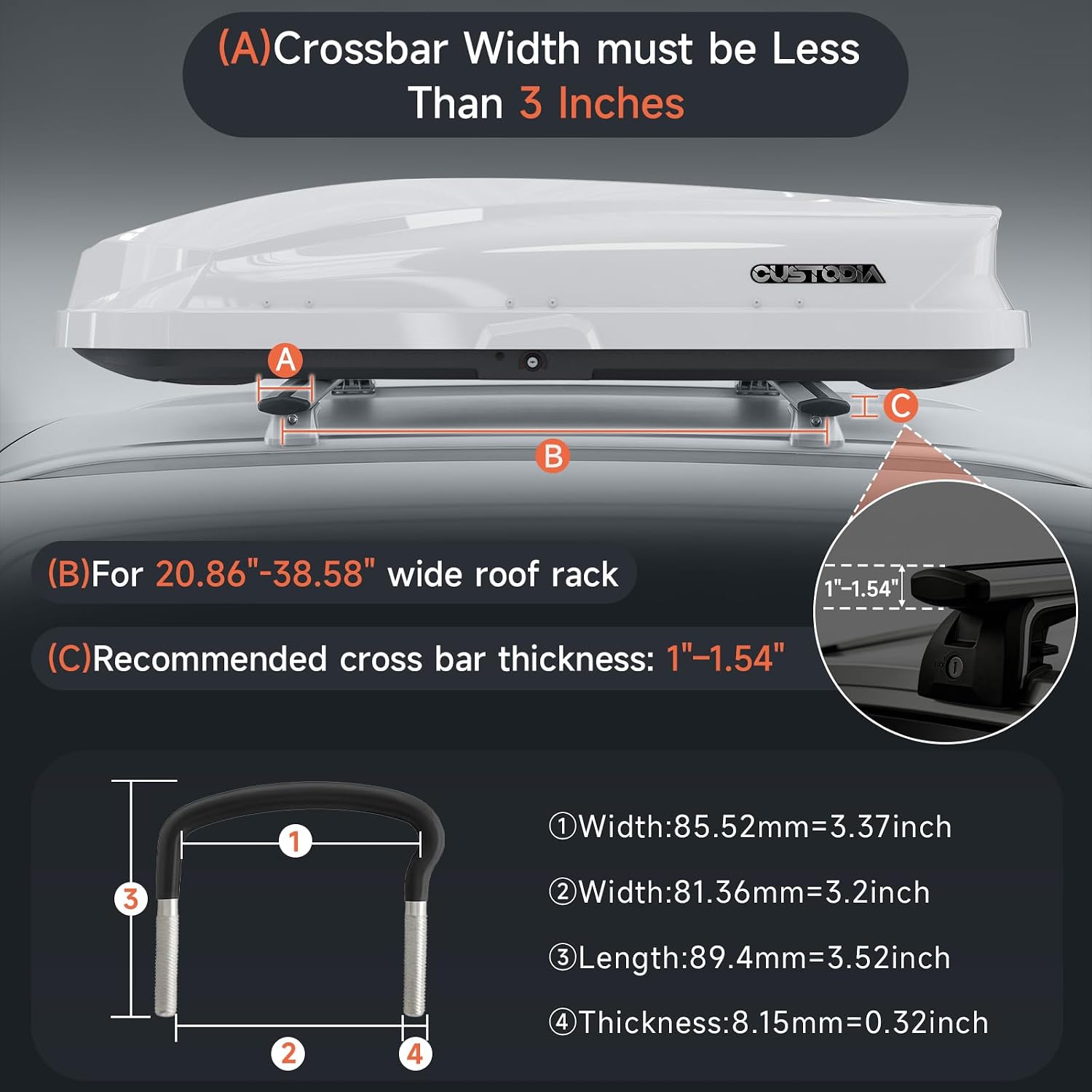 14 Cu Ft Cargo Box, Hard Shell Roof Carrier, Double-Side Opening, White | Fits most crossbars Dual-side opening Secure locking system ABS material For outdoor and travel gear