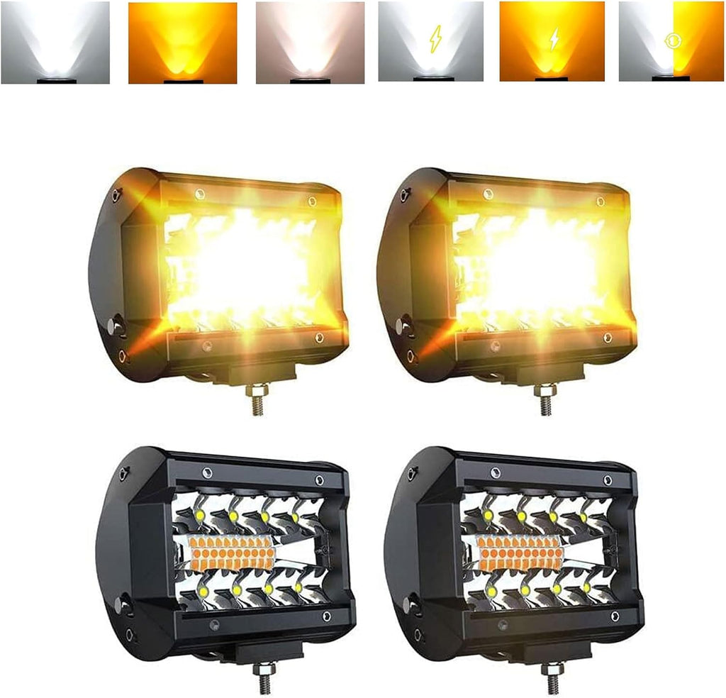 aslong 4pcs 4 inch white/amber yellow led pods, main product view