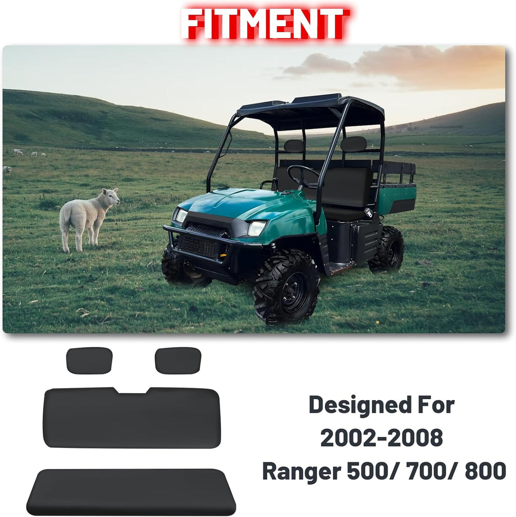 StarknightMT UTV Ranger Seat Covers Waterproof Compatible with Polaris Ranger 500 700 800 2002-2008 Durable Oxford Fabric with Waterproof PU Coating Black Ranger Seat Accessory Parts
