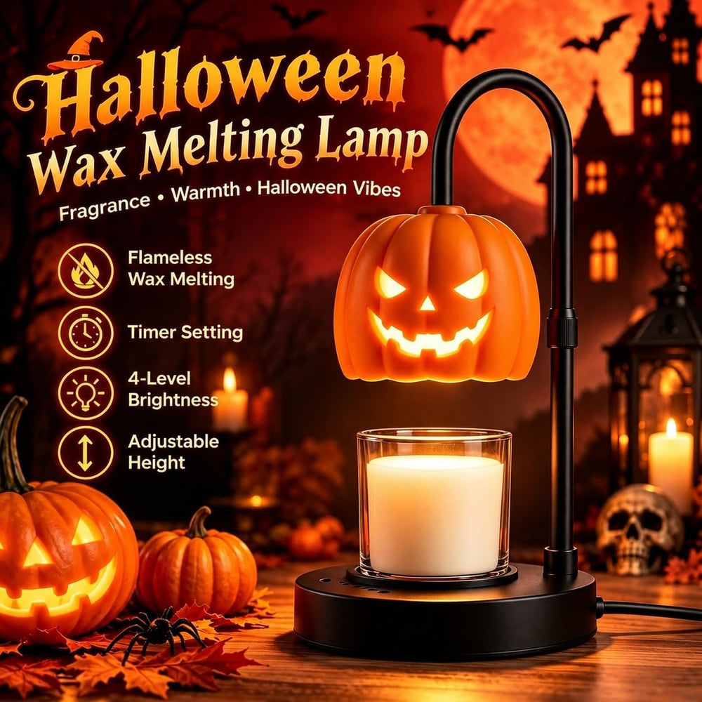 Pumpkin Halloween Candle Warmer Lamp,Spooky Gothic Home Decor with Timer &amp...