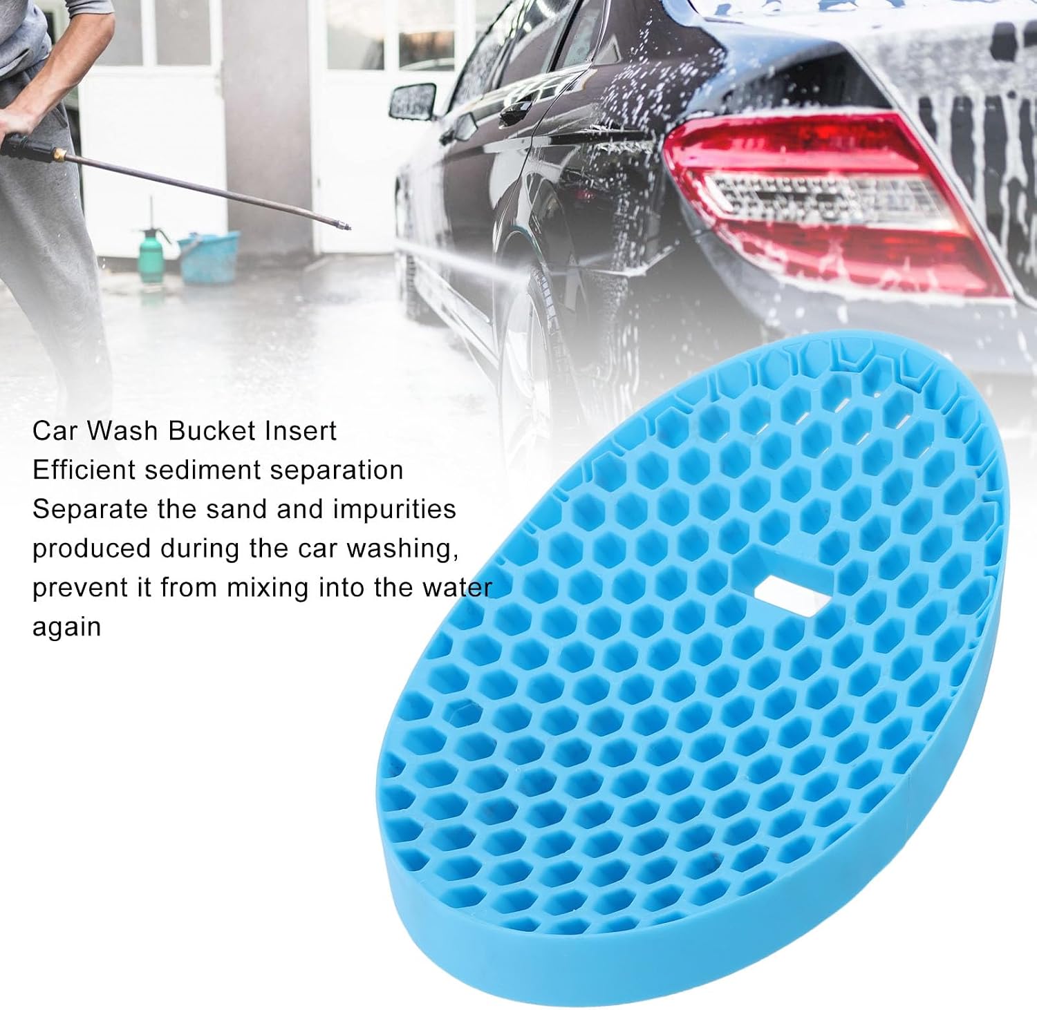 Car Wash Bucket Insert for Sediment Separation, Efficient Rugged Design for Car Detailing, Blue