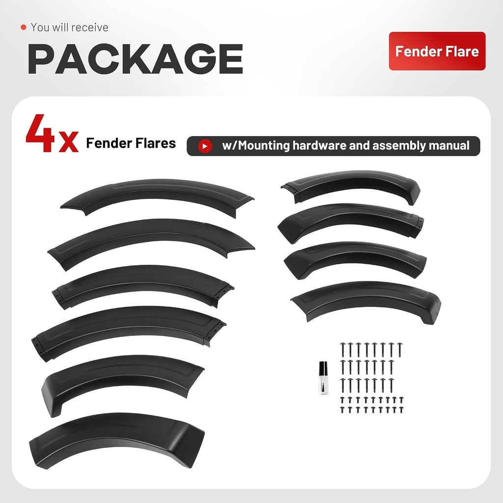ALMULOO 4Pcs Fender Flares Compatible with 2011-2016 Ford F-250 F-350 Super Duty Wheel Arch Covers Plastic(PP) Textured Black