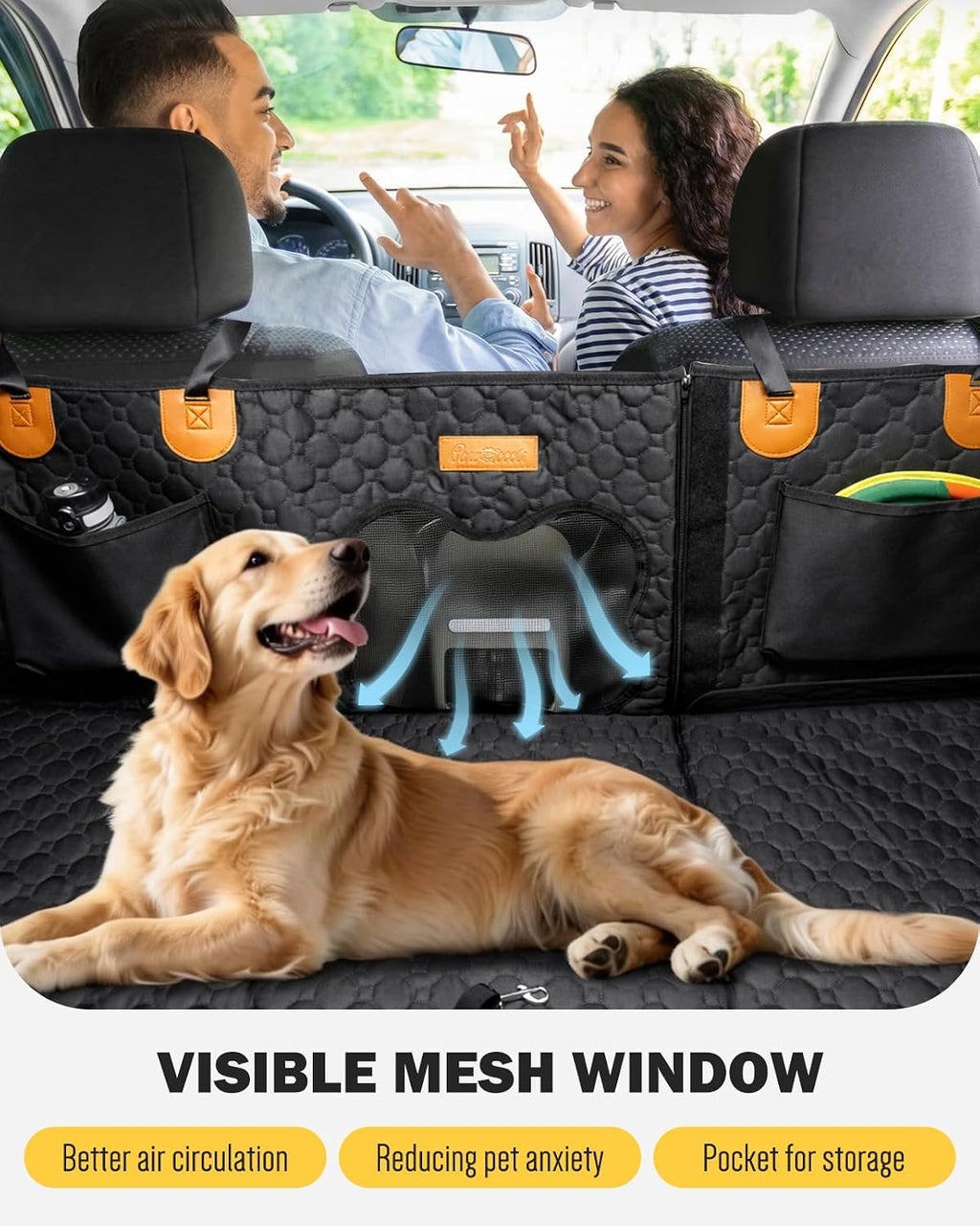 back seat extender for dogs, waterproof dog car, close-up detail