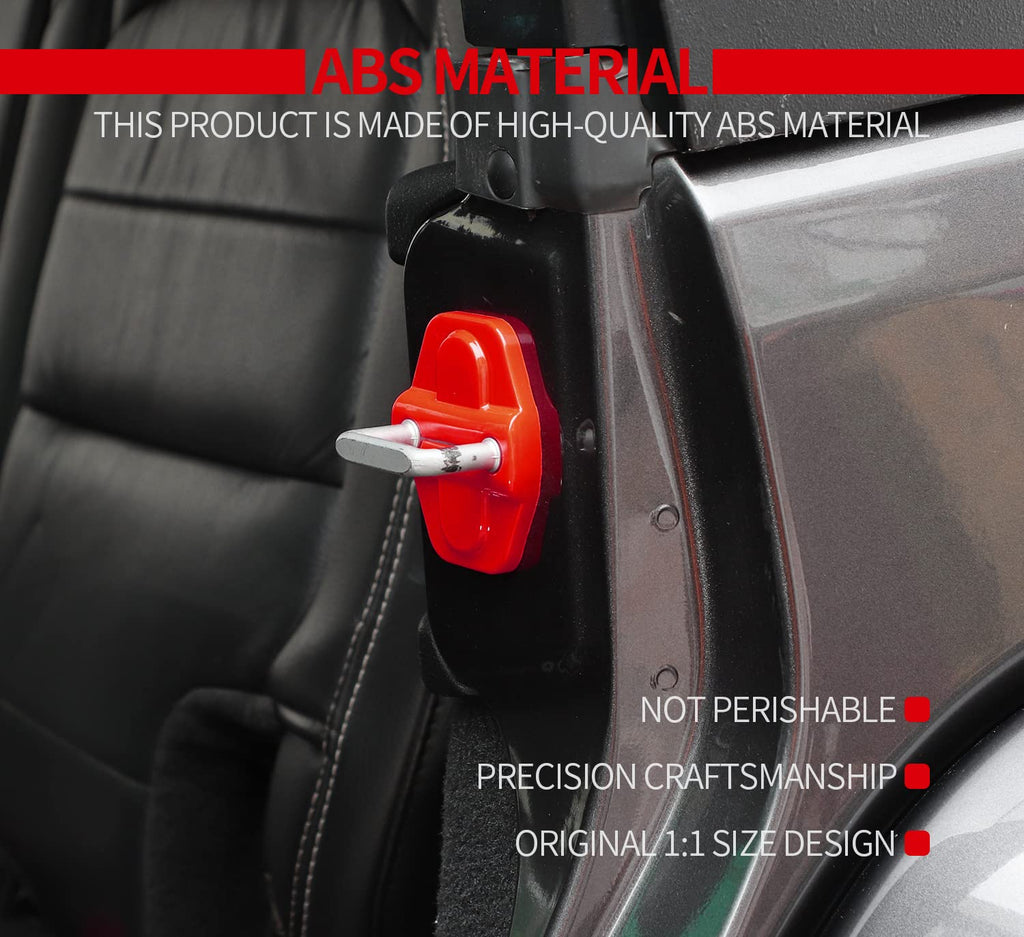 Voodonala for JL Door Lock Cover Buckle Decor Trim for 2018-2024 Jeep Wrangler JL JLU, for Jeep Gladiator JT 2020 2021, ABS Exterior Accessories, 6PAC,Red
