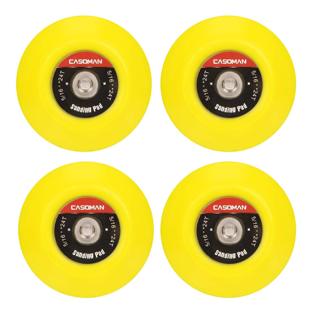 CASOMAN 3-Inch Dual-Action Hook & Loop Fastener Flexible Backing Plate 3"/ 75mm Polishing Pad with 5/16"-24 Threads, 4 PCS Set