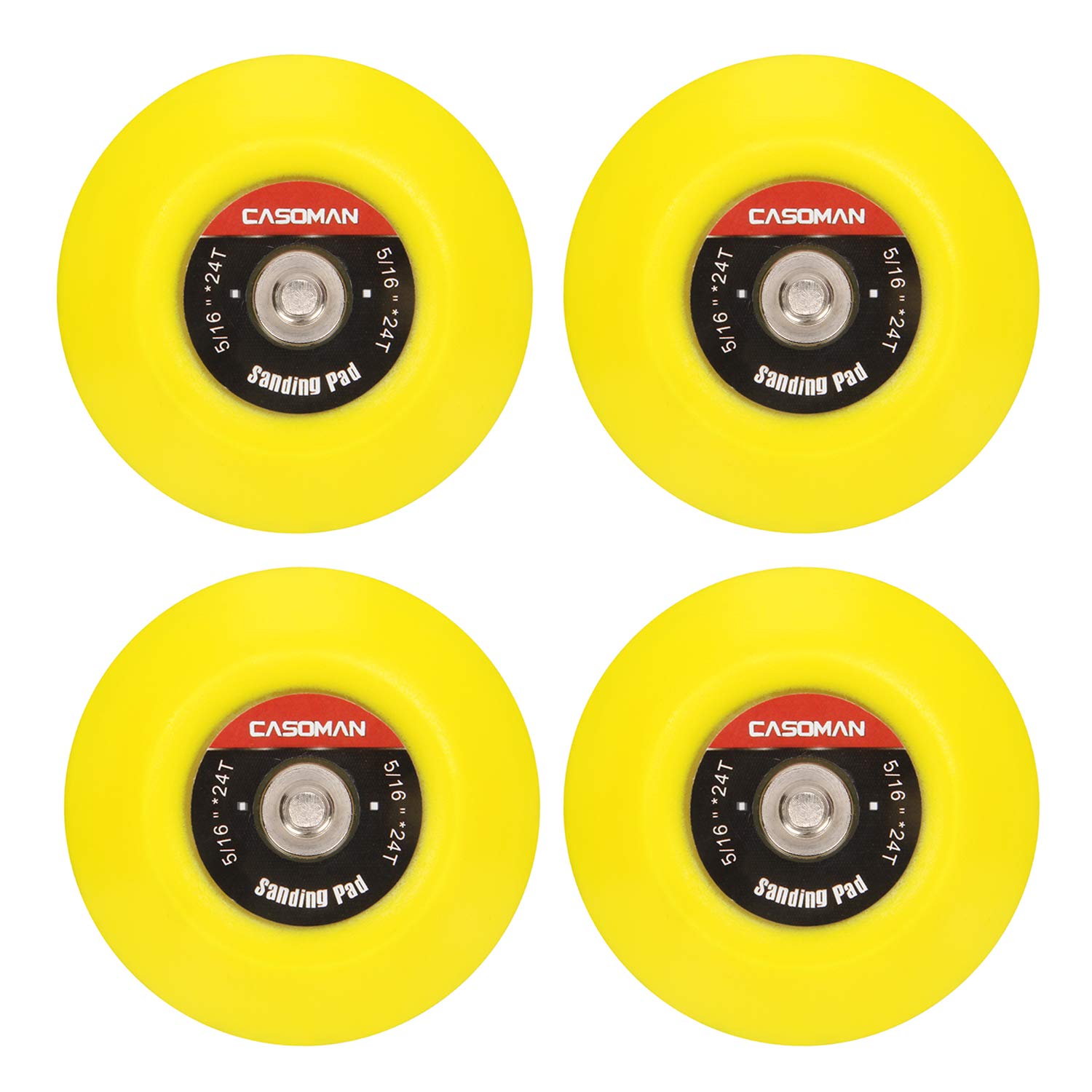 CASOMAN 3-Inch Dual-Action Hook & Loop Fastener Flexible Backing Plate 3"/ 75mm Polishing Pad with 5/16"-24 Threads, 4 PCS Set