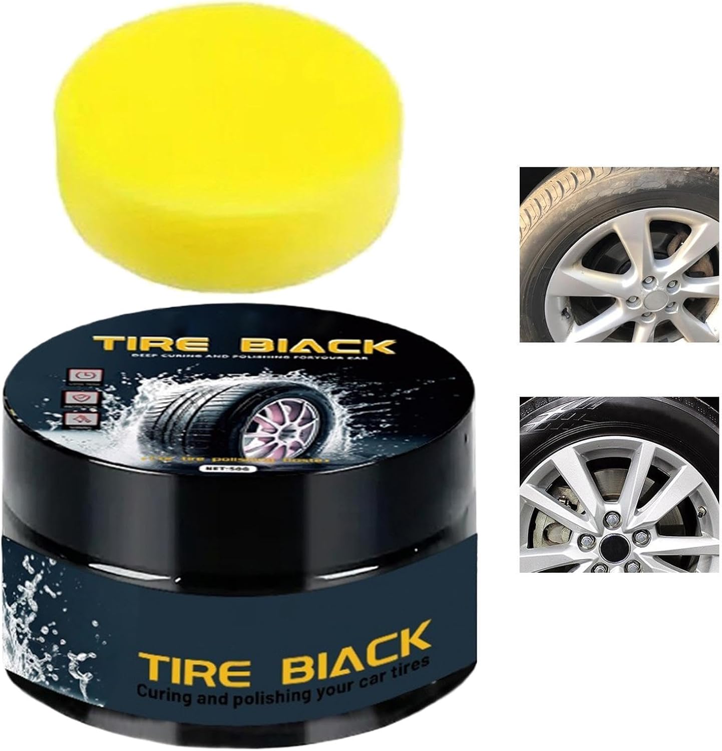 Tyre Dressing Paste, Car Tire Polishing Wax, 50g Long-Lasting Tire Coating Paste With Rust Protection, Automotive Tires Shine Wax, Safe Driving Stain Remover For Sedans, Caravans, SUV, RV