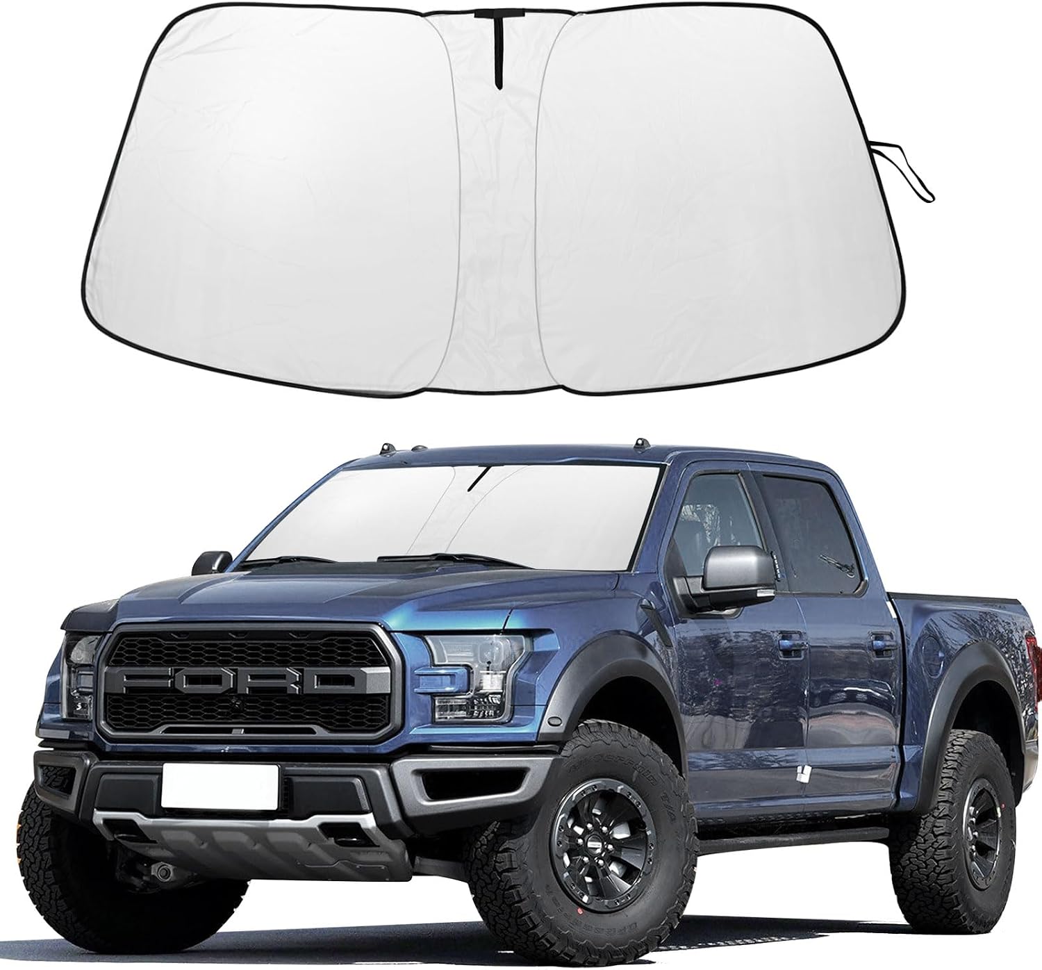 Front Windshield Sunshade Foldable Sunshade Protector Compatible with Ford F150 2009-2014 Accessories, 240T Window Shade Sun Visor Protector Blocks UV Rays Keep Your Car Cooler
