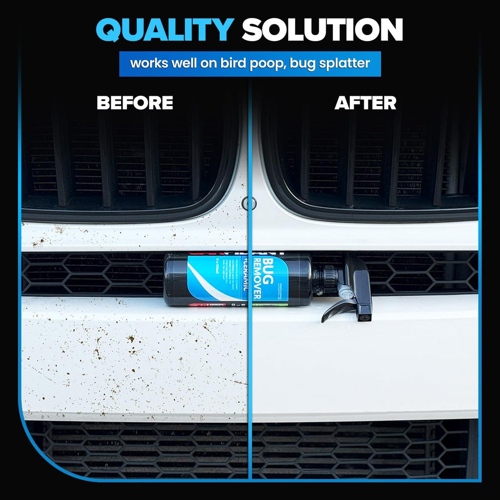 Carfidant Bug Remover for Cars Exterior with Ceramic Coating - Easily and Safely Clean Bug Splatter, Bird Poop - 18oz with Microfiber Towel + Gallon