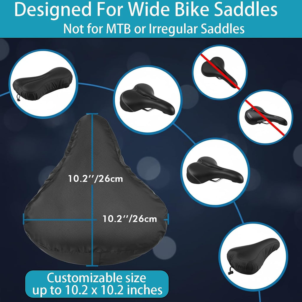 Bike Seat Cover Waterproof 2 Pack, Ebike Seat Cover | with Drawstring, Bicycle Seat Protector for Rain Sun Dust, Universal Fit for City & Casual Bikes